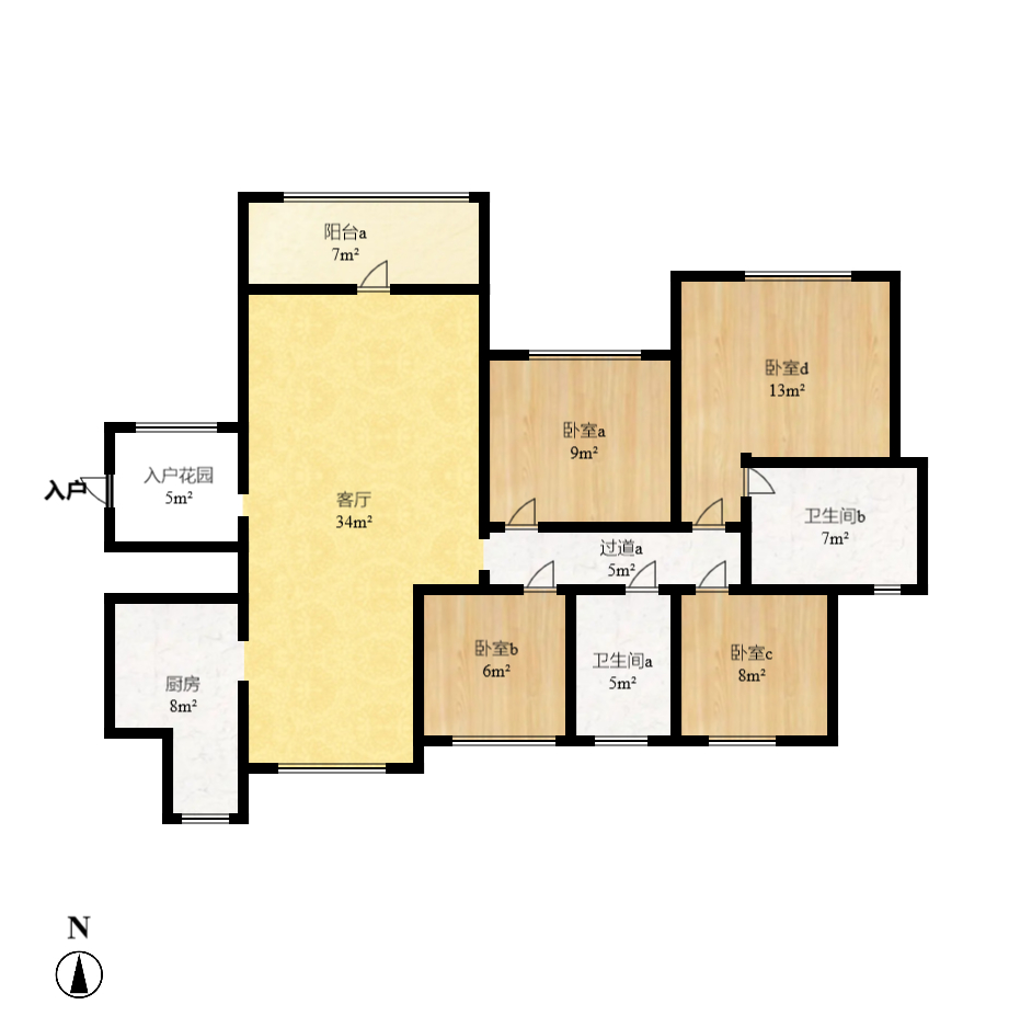 幸福庄园 4室2厅2卫 2200.0元/月 幸福庄园 4室2厅2卫 2200.0元/月户型图