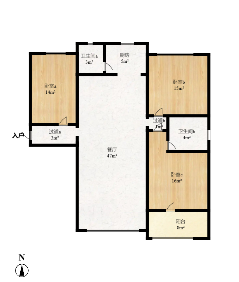 鑫天山城明珠 3室2厅2卫 51.80万 鑫天山城明珠 3室2厅2卫 51.80万户型图