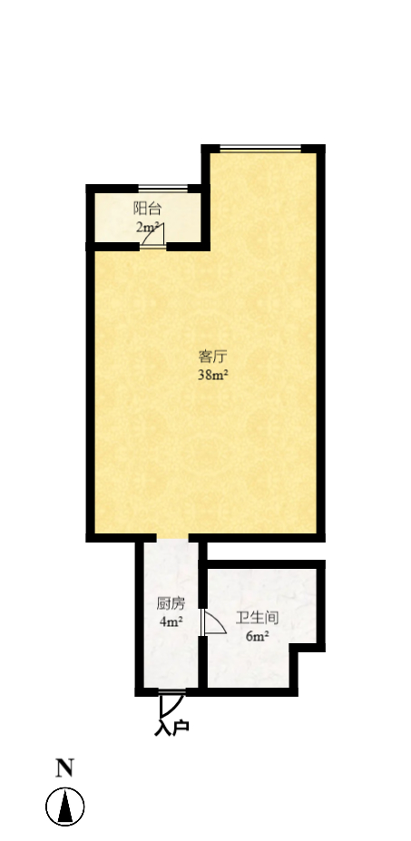 万科金色家园  1室1厅1卫   1300.00元/月户型图