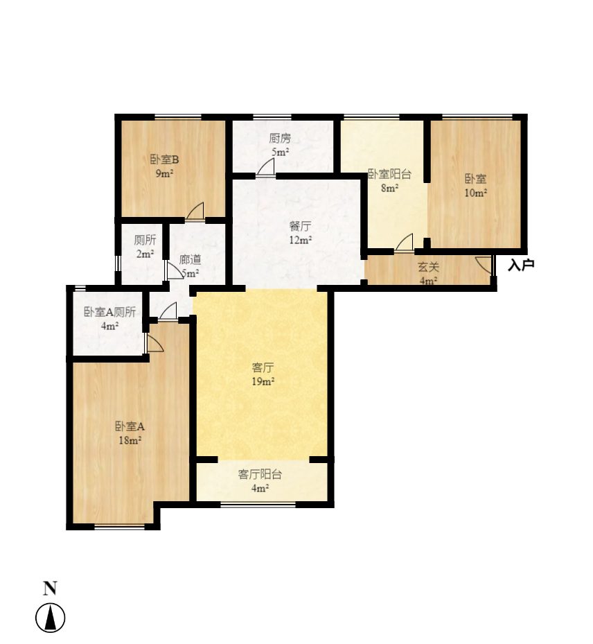 北大资源理想家园 3室2厅1卫 2500.0元/月 北大资源理想家园 3室2厅1卫 2500.0元/月户型图