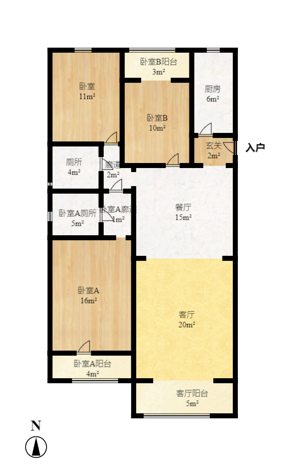 阳光100二期 2室2厅1卫 2200.0元/月 阳光100二期 2室2厅1卫 2200.0元/月户型图