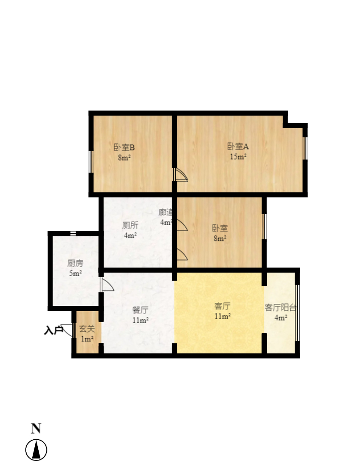 万科白鹭郡 2室1厅1卫 3100.0元/月 万科白鹭郡 2室1厅1卫 3100.0元/月户型图