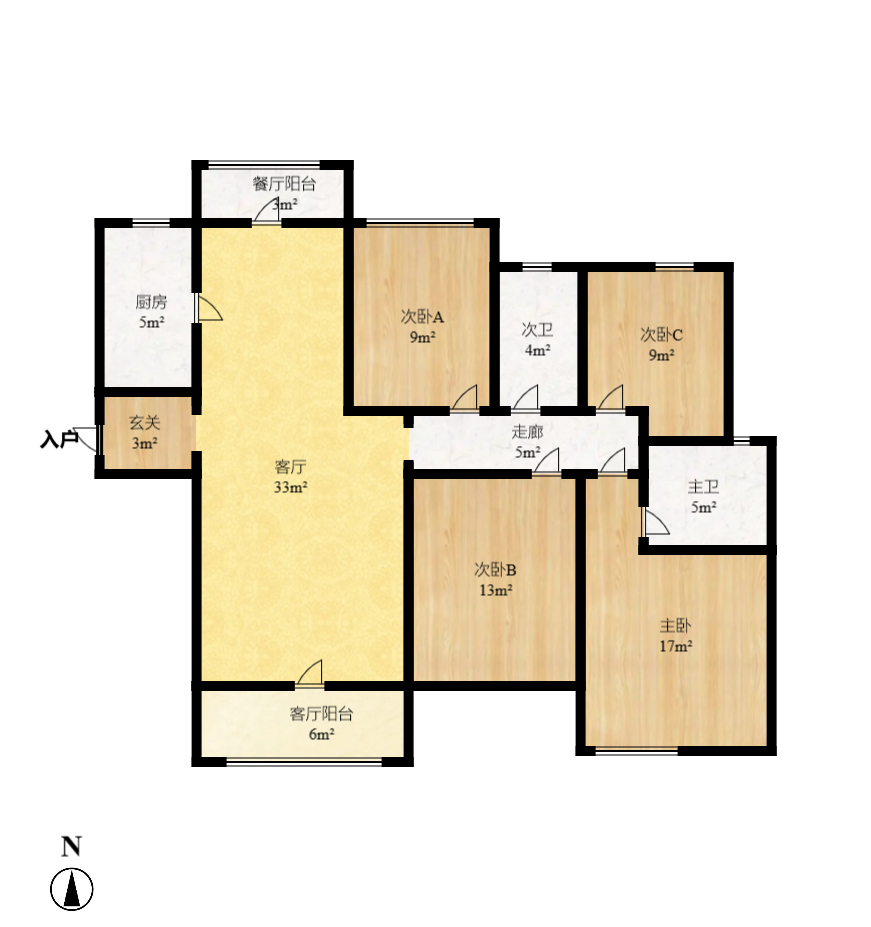 中建芙蓉嘉苑  4室2厅2卫   3200.00元/月户型图