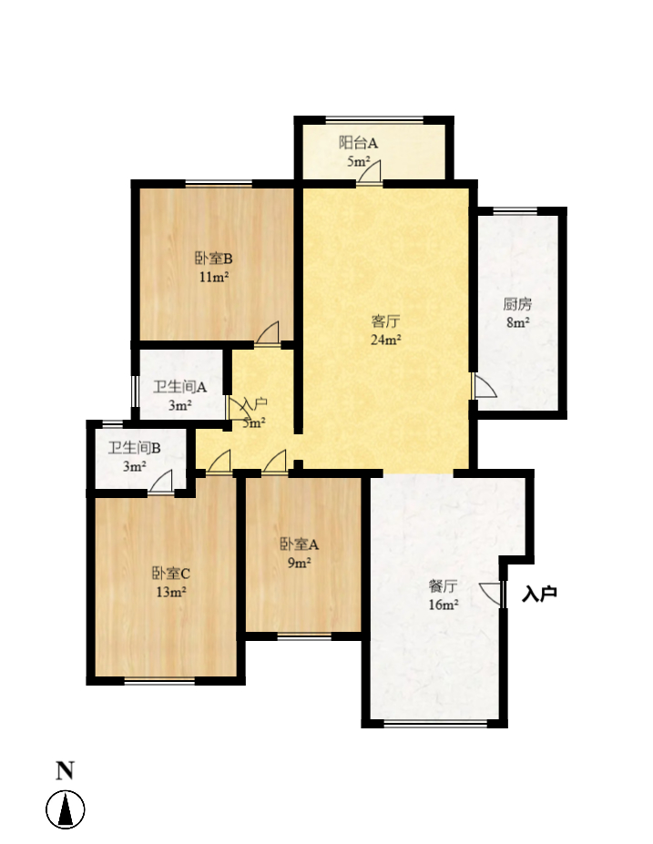 生活艺术城 3室2厅2卫 2500.0元/月 生活艺术城 3室2厅2卫 2500.0元/月户型图