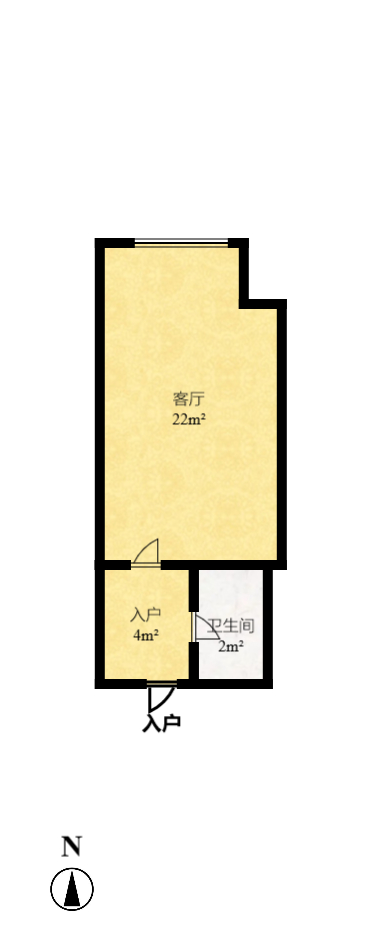 万科魅力之城  1室1厅1卫   1300.00元/月户型图