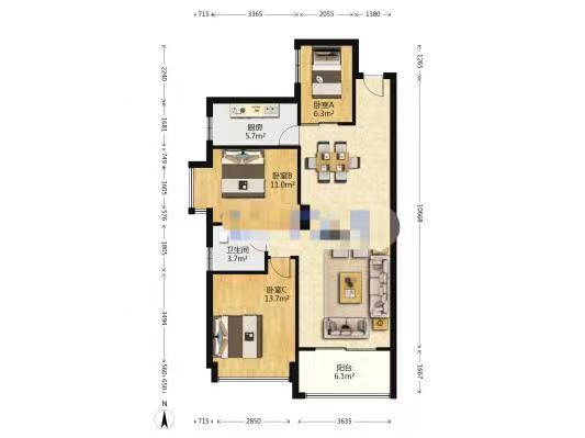 翠谷城  3室2厅1卫   62.80万室内图