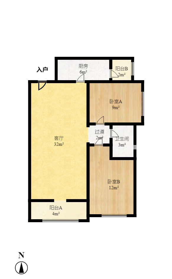 恒大雅苑 2室2厅1卫 2300.0元/月 恒大雅苑 2室2厅1卫 2300.0元/月户型图