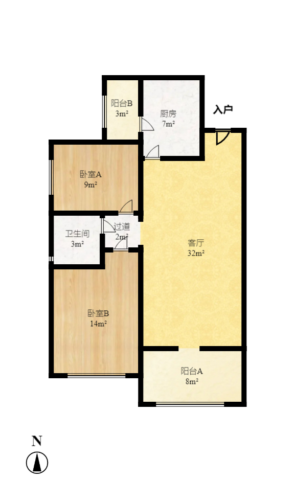 恒大雅苑 2室2厅1卫 2400.0元/月 恒大雅苑 2室2厅1卫 2400.0元/月户型图