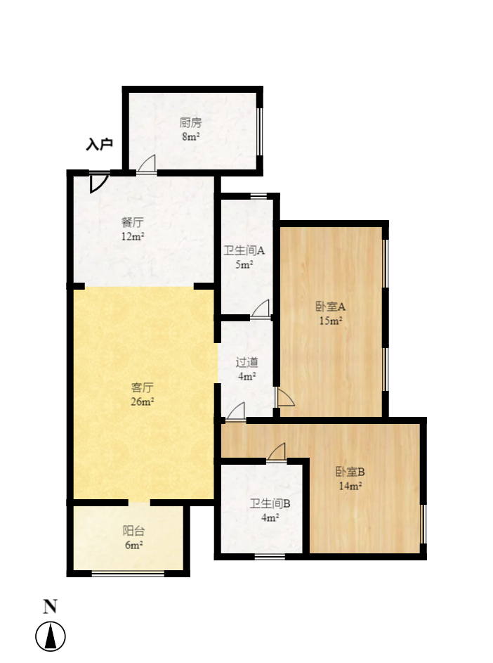 左岸春天  4室2厅0卫   3800.00元/月户型图
