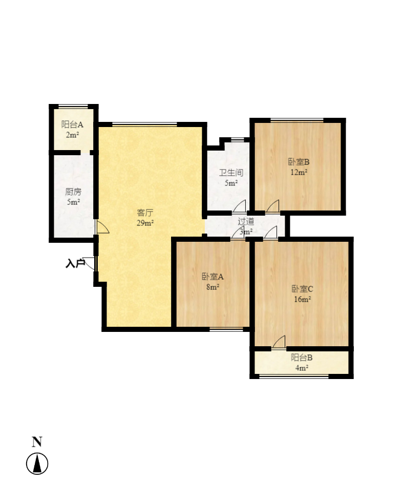 美利新世界 3室2厅2卫 2200.0元/月 美利新世界 3室2厅2卫 2200.0元/月户型图