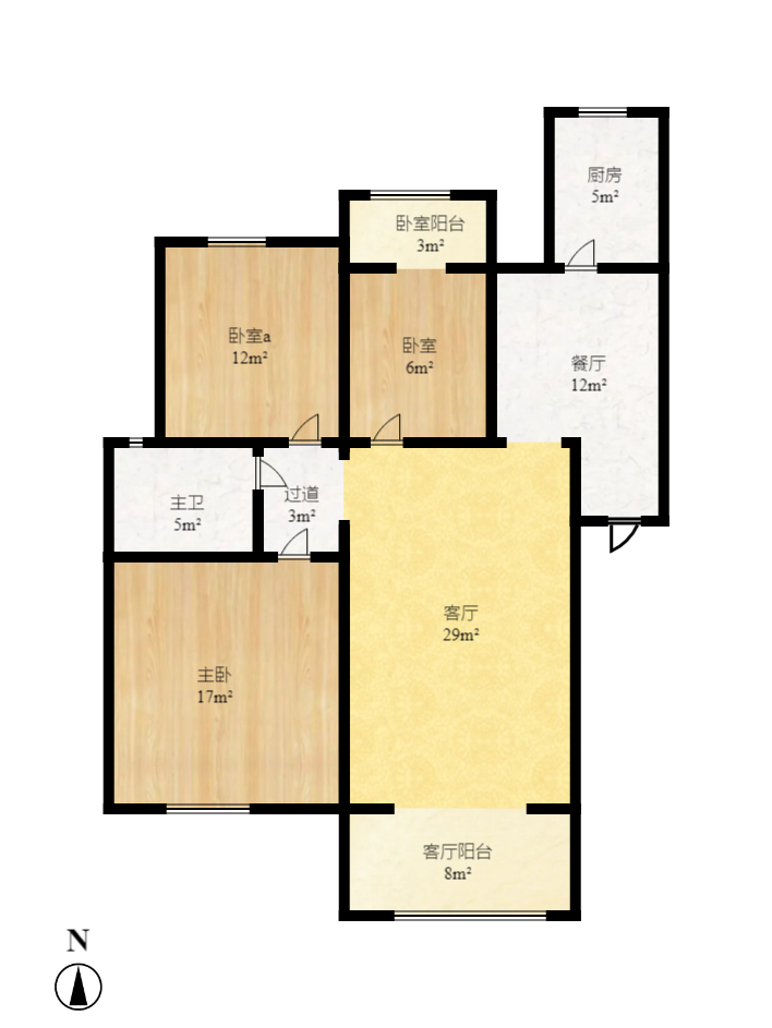 长丰星城 3室2厅1卫 62.0万 长丰星城 3室2厅1卫 62.0万户型图