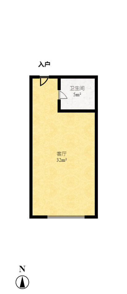 建发汇金国际 1室1厅1卫 4500.0元/月 建发汇金国际 1室1厅1卫 4500.0元/月户型图