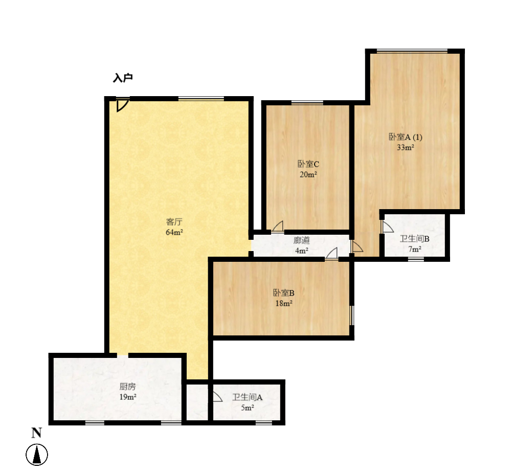 长征花园 3室2厅2卫 2100.0元/月 长征花园 3室2厅2卫 2100.0元/月户型图