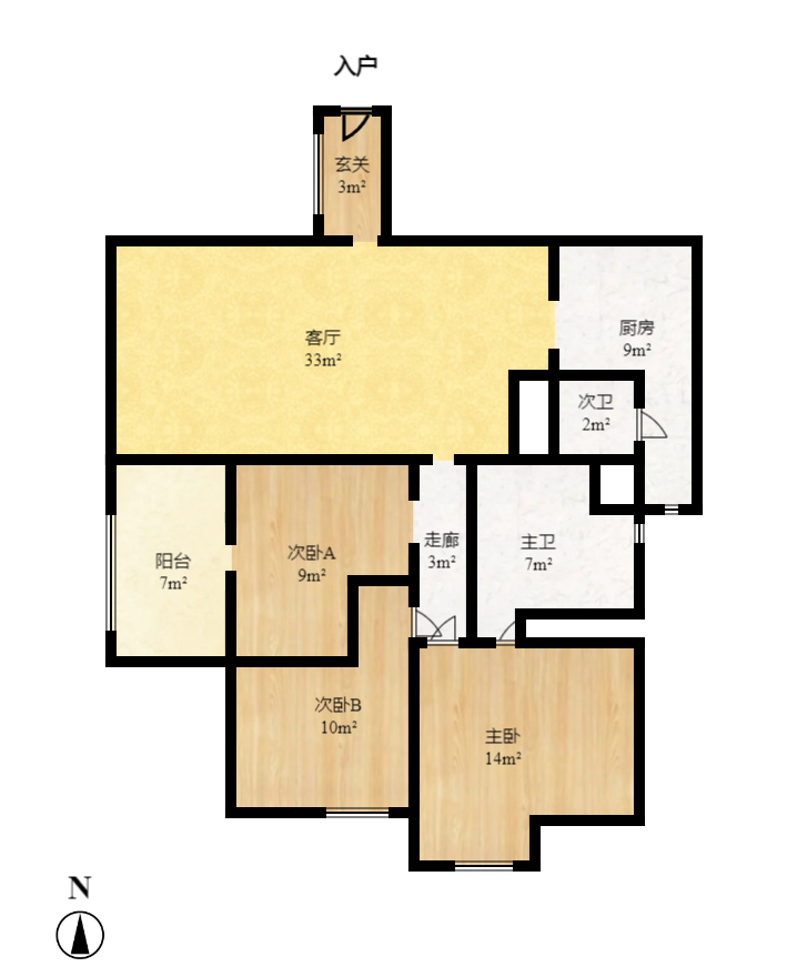锦璨家园 3室2厅2卫 2600.0元/月 锦璨家园 3室2厅2卫 2600.0元/月户型图