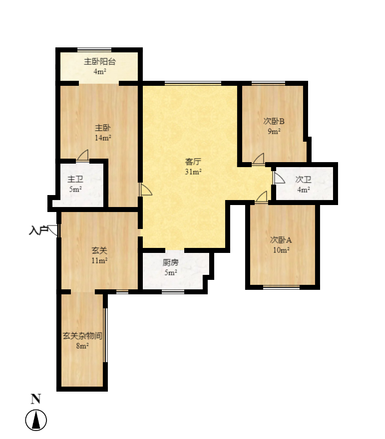 佳美星城 3室2厅2卫 2400.0元/月 佳美星城 3室2厅2卫 2400.0元/月户型图