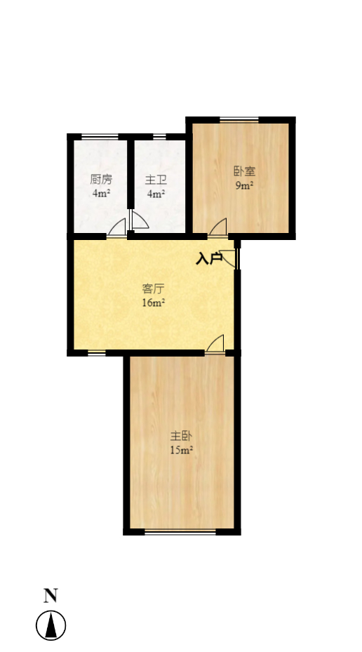 火星五片  1室1厅1卫   1100.00元/月户型图