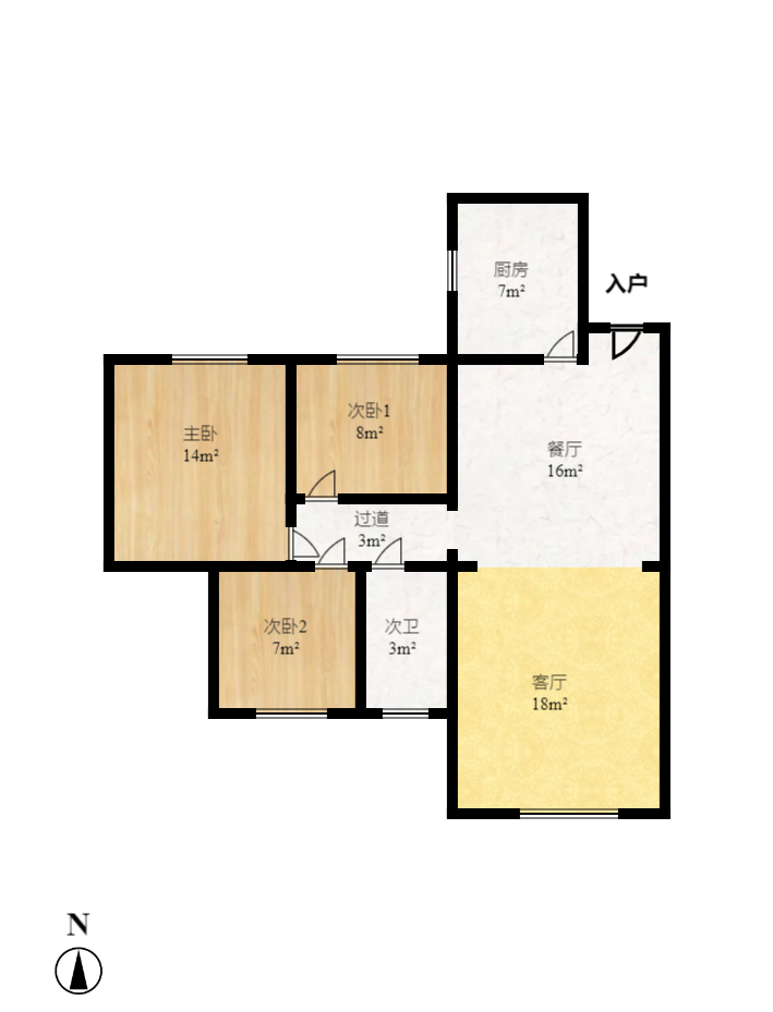 谷山乐园二期  1室1厅1卫    900.0元/月户型图