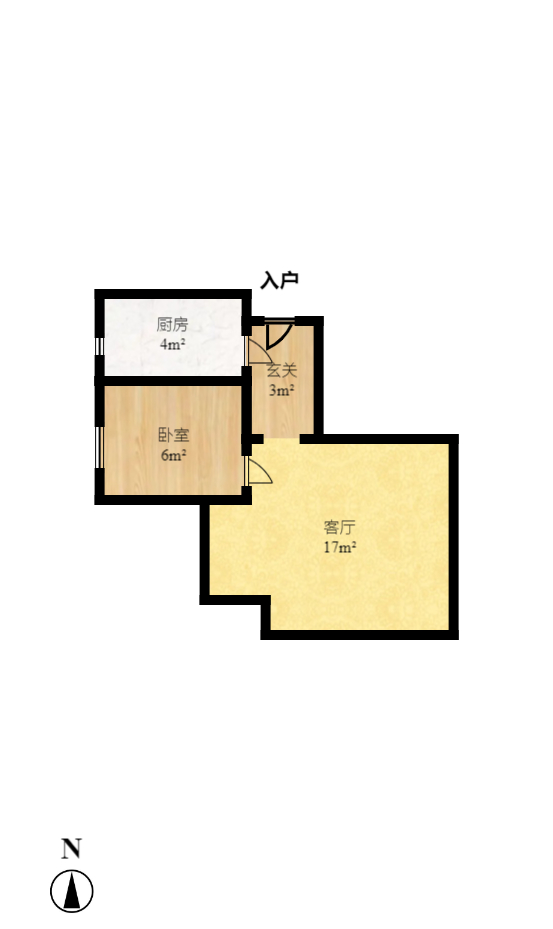 保利天禧EF区  1室1厅1卫   4200.00元/月室内图1