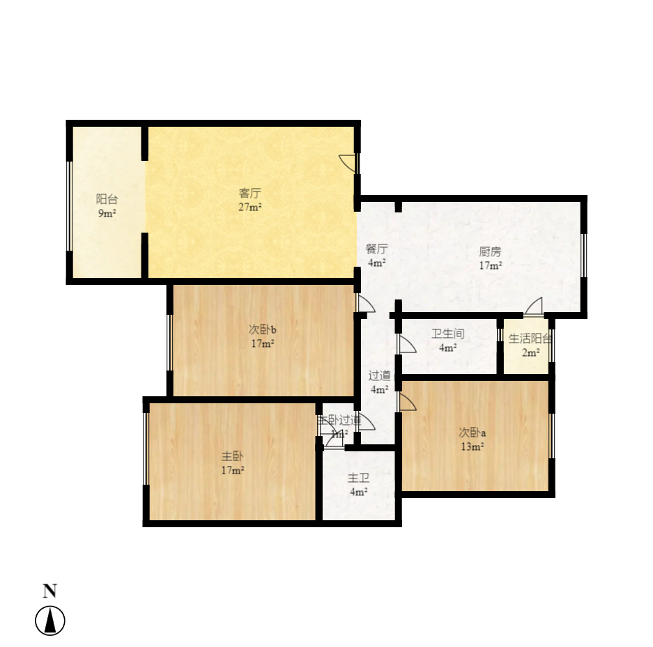澳海月亮湾 3室2厅2卫 2200.0元/月 澳海月亮湾 3室2厅2卫 2200.0元/月户型图
