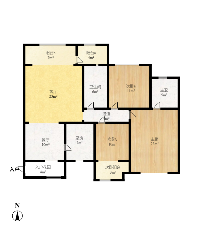 长燃新奥佳园  3室2厅2卫    2300.0元/月户型图