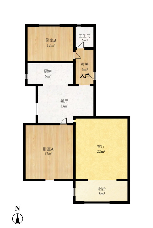 星城雅郡 2室2厅1卫 1600.0元/月 星城雅郡 2室2厅1卫 1600.0元/月户型图