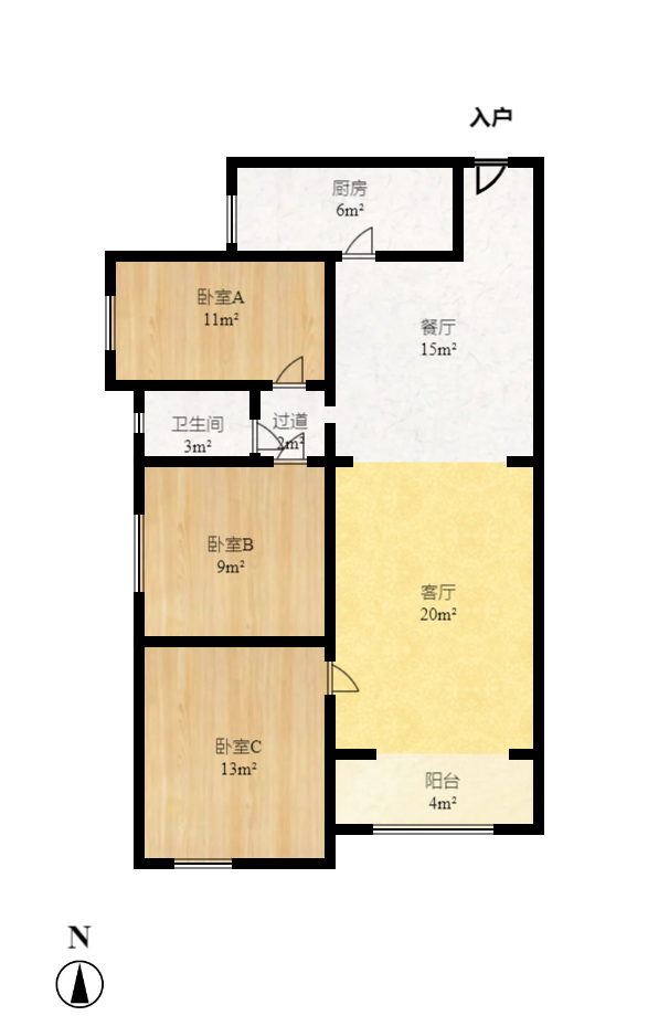 旺德府恺悦国际 3室2厅1卫 2000.0元/月 旺德府恺悦国际 3室2厅1卫 2000.0元/月户型图