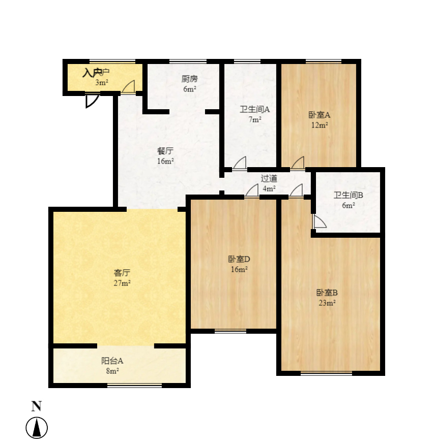 天和家园 3室2厅2卫 2600.0元/月 天和家园 3室2厅2卫 2600.0元/月户型图