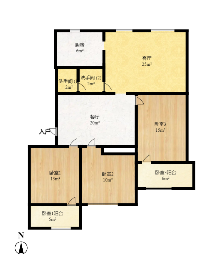 长监宿舍  3室2厅2卫    2000.0元/月室内图1
