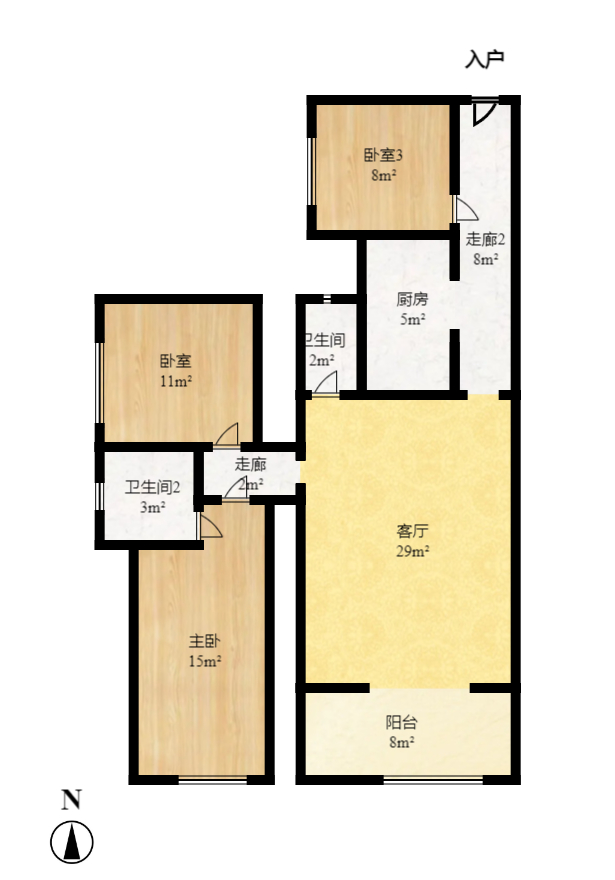 才子佳郡 3室2厅1卫 2200.0元/月 才子佳郡 3室2厅1卫 2200.0元/月户型图