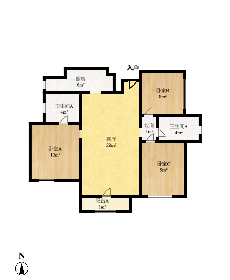 中建信和城 1室0厅0卫 2800.0元/月 中建信和城 1室0厅0卫 2800.0元/月户型图