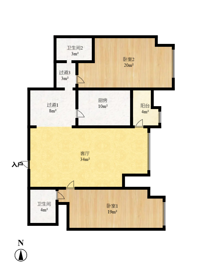 北辰定江洋  2室1厅2卫    8000.0元/月 北辰定江洋  2室1厅2卫    8000.0元/月户型图