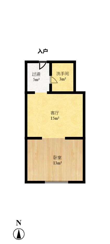 西子一间  1室1厅1卫   1700.00元/月户型图
