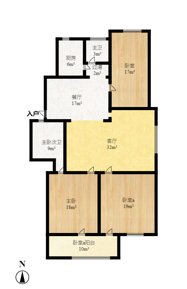 中南汽车世界  3室1厅2卫   1200.00元/月户型图