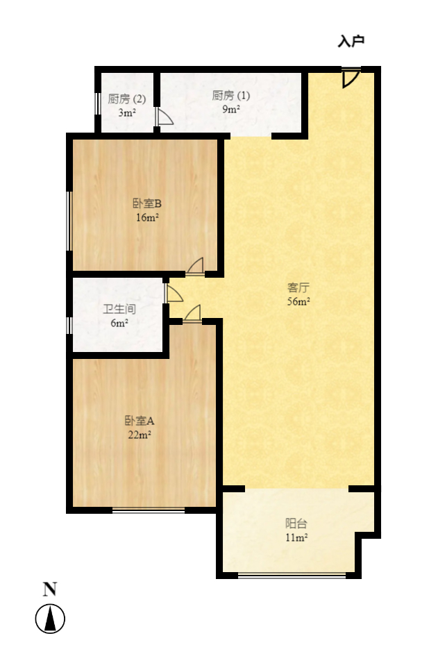 荣悦台  2室2厅1卫    2800.0元/月室内图1