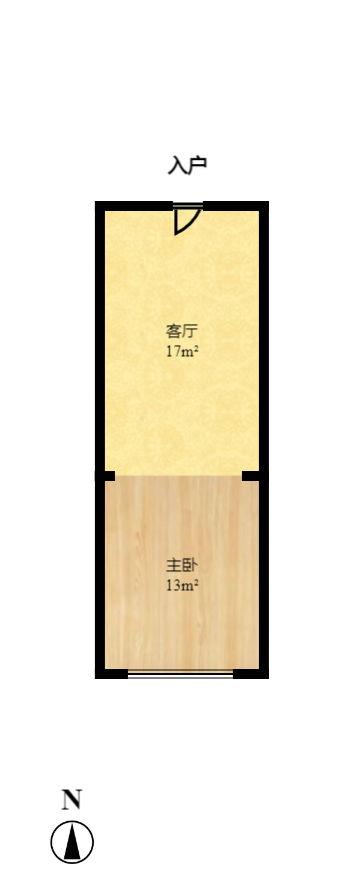 海伦春天  1室1厅1卫   1300.00元/月户型图