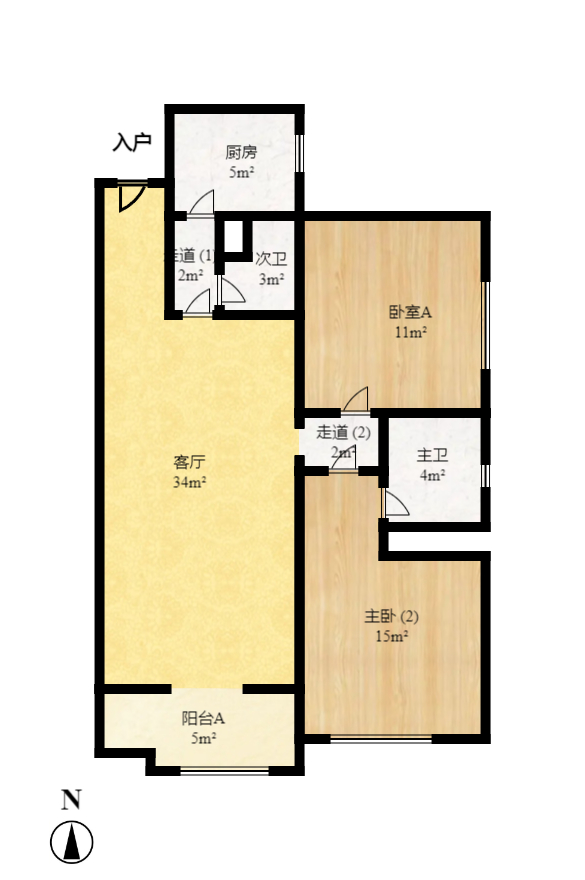 香雨一品  3室2厅1卫    1900.0元/月室内图1