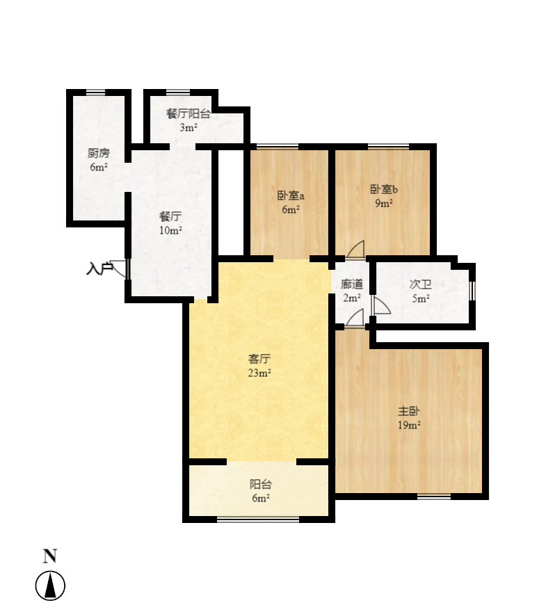 保利麓谷林语F区  3室2厅1卫    2200.0元/月户型图