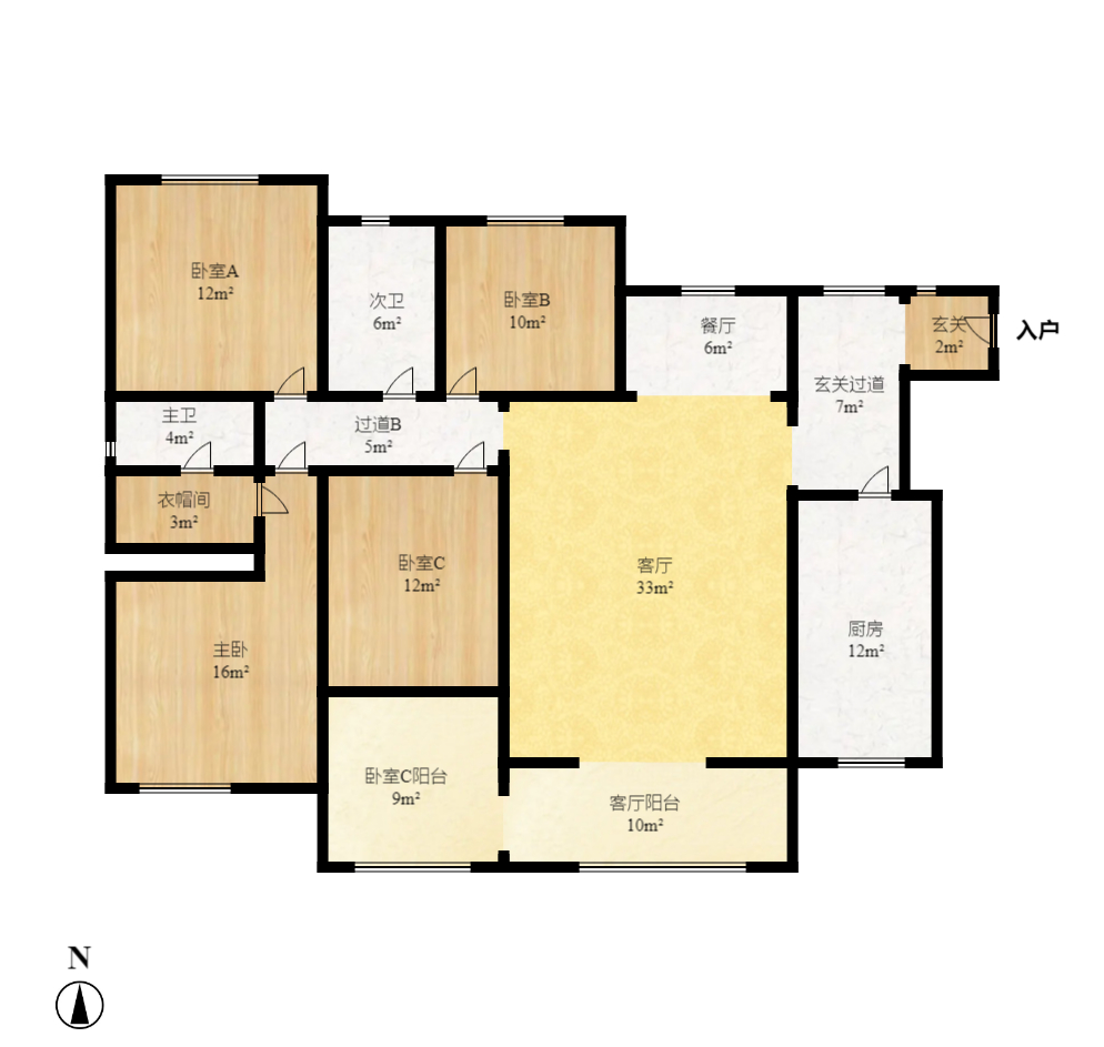 卓越蔚蓝海岸三期 4室2厅2卫 4500.0元/月 卓越蔚蓝海岸三期 4室2厅2卫 4500.0元/月户型图
