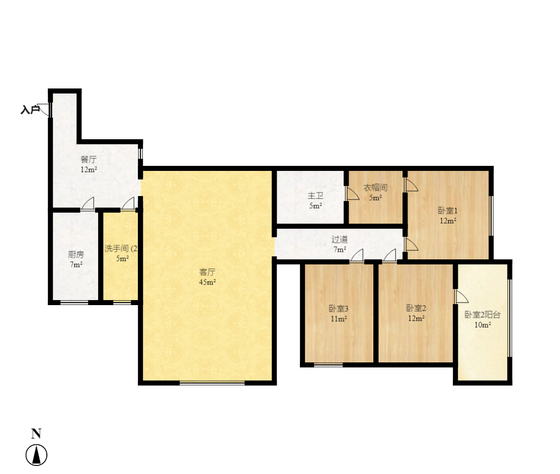 天泽大厦 4室2厅1卫 3400.0元/月 天泽大厦 4室2厅1卫 3400.0元/月户型图