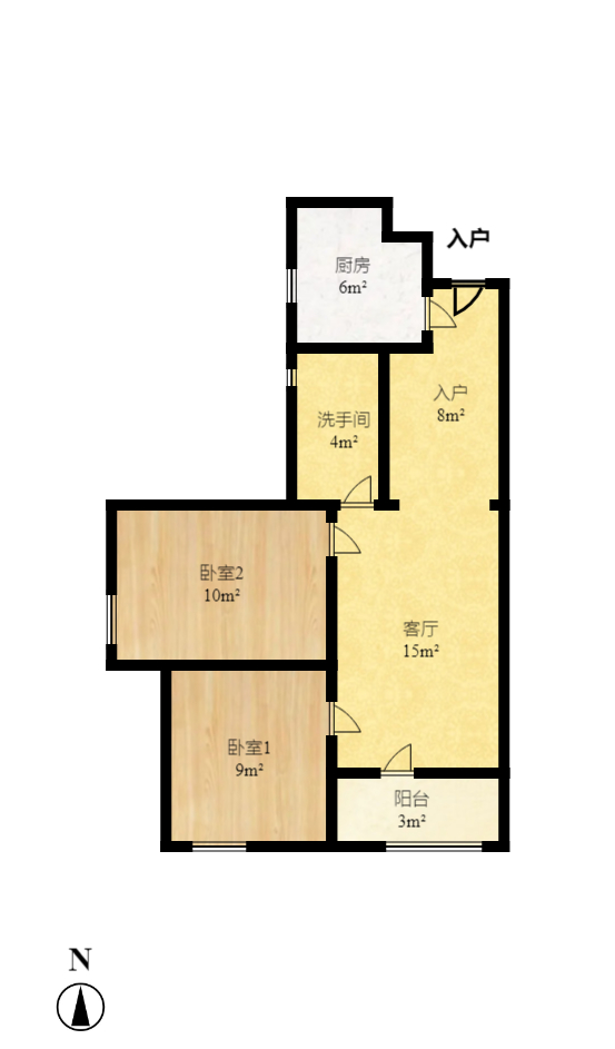 建发中央公园（建发美地）  2室2厅1卫   2300.00元/月户型图