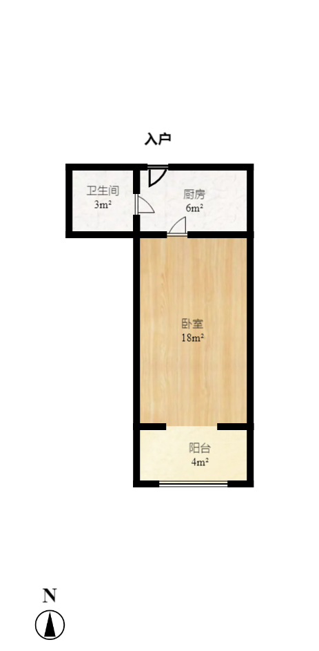 未来蜂巢  1室1厅1卫   1000.00元/月户型图