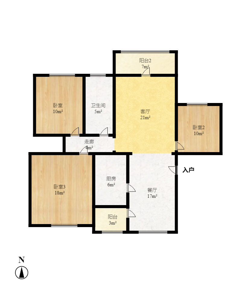 三景国际 4室2厅2卫 1800.0元/月 三景国际 4室2厅2卫 1800.0元/月户型图