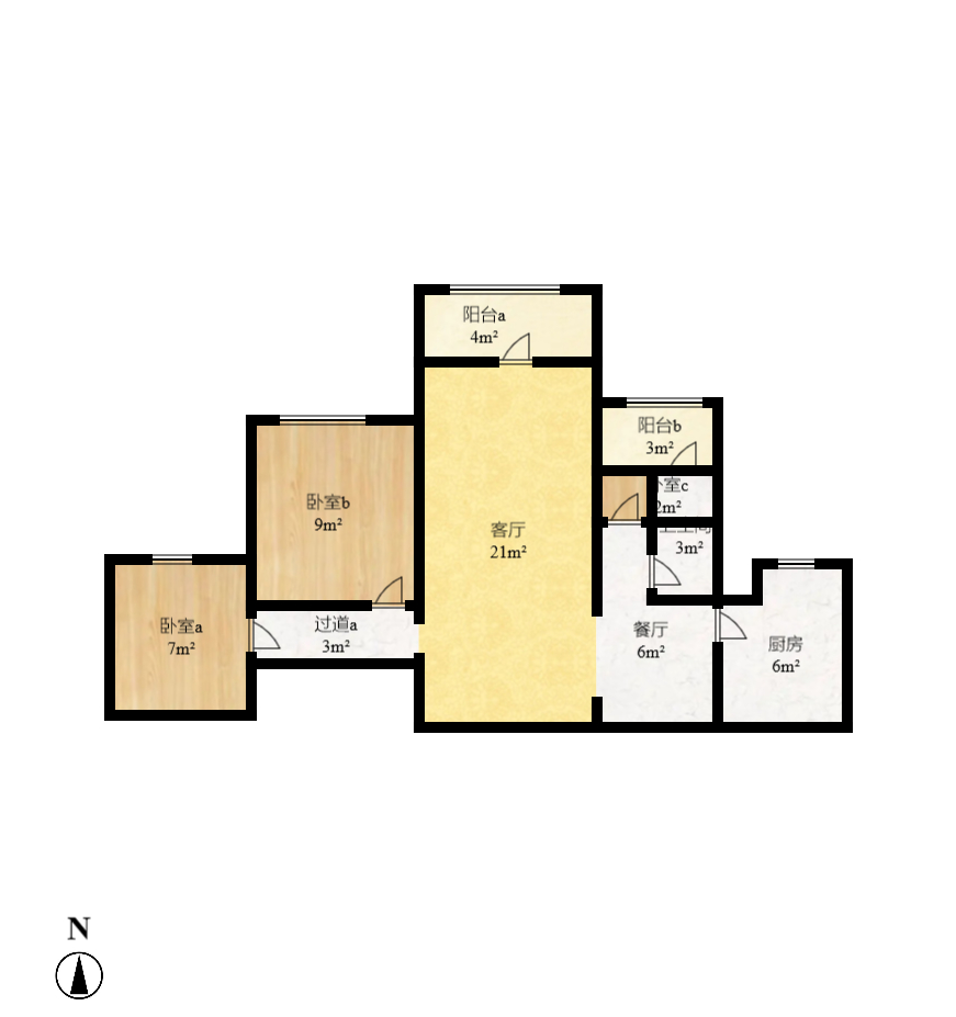 中建嘉和城  1室1厅1卫   2000.00元/月户型图