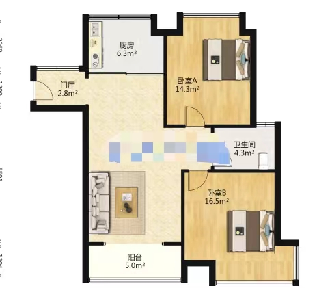 美的城二期 2室2厅1卫 63.80万 美的城二期 2室2厅1卫 63.80万室内图