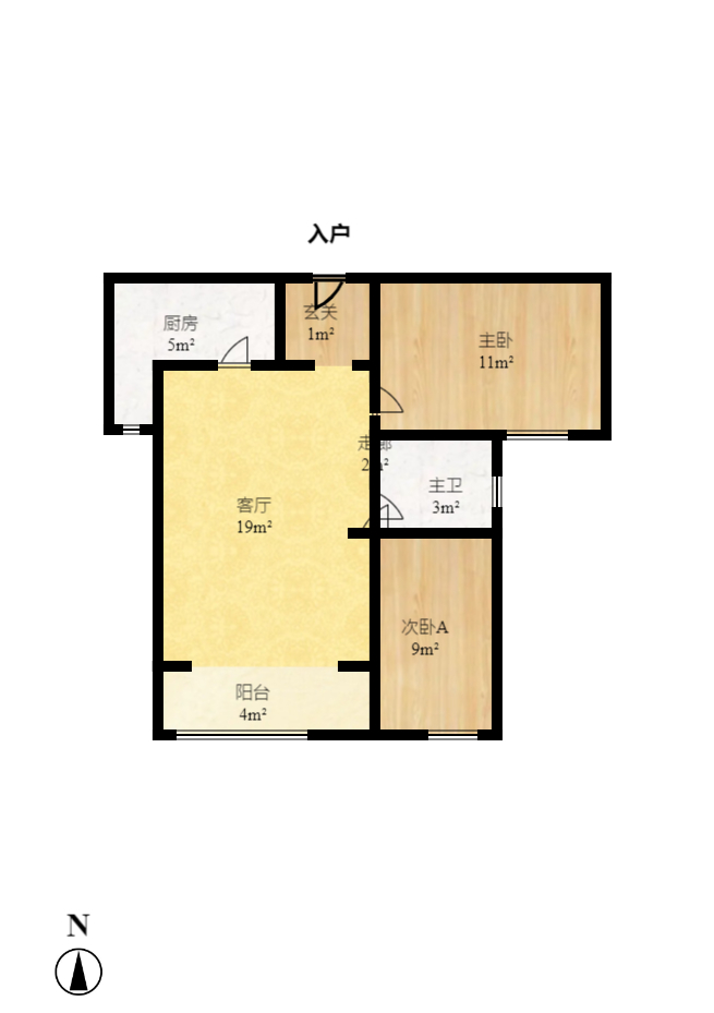 海伦春天 2室2厅1卫 1800.0元/月 海伦春天 2室2厅1卫 1800.0元/月户型图