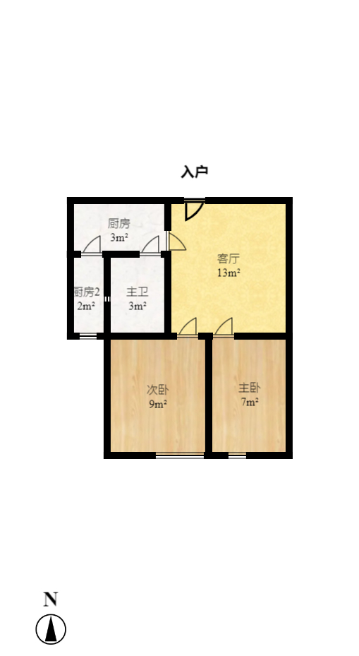华润五彩城 2室1厅1卫 2000.0元/月 华润五彩城 2室1厅1卫 2000.0元/月户型图