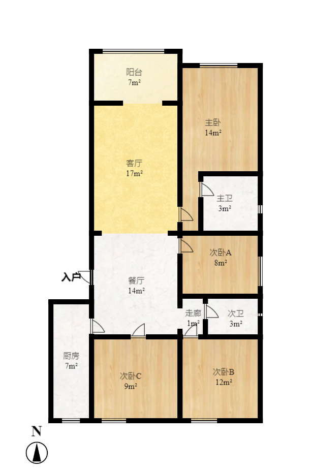 MOMA当代广场 4室2厅2卫 2500.0元/月 MOMA当代广场 4室2厅2卫 2500.0元/月户型图