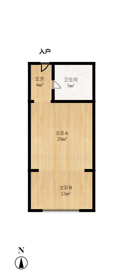 奥克斯缔壹城  1室1厅1卫   1400.00元/月户型图