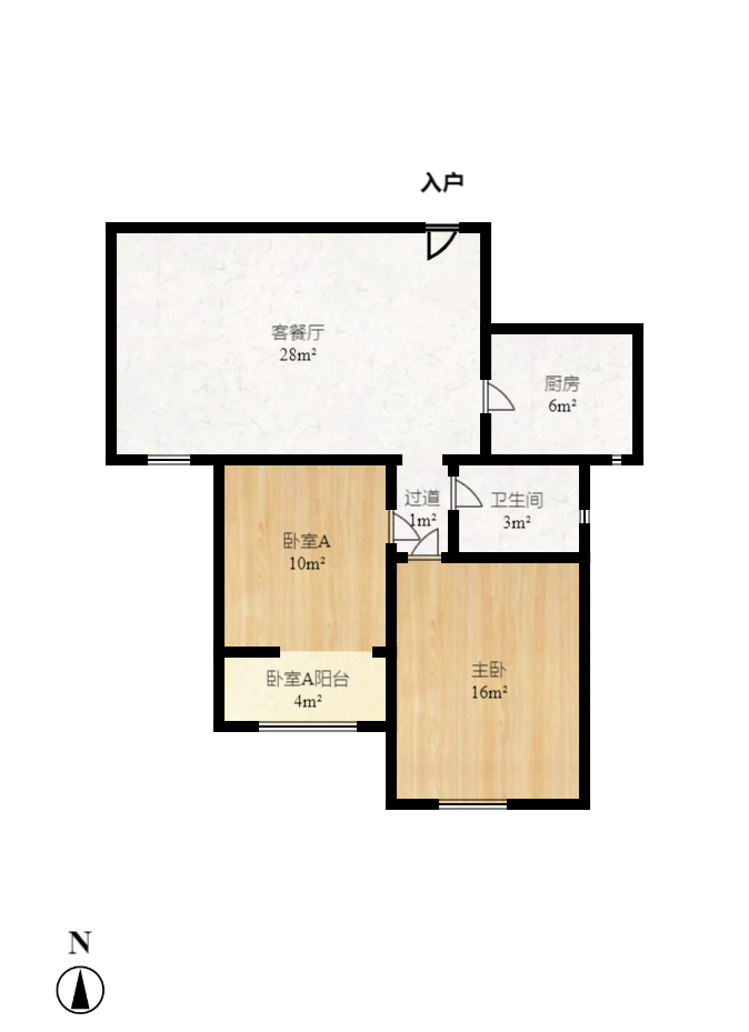 联美品格  2室2厅1卫    60.8万室内图1