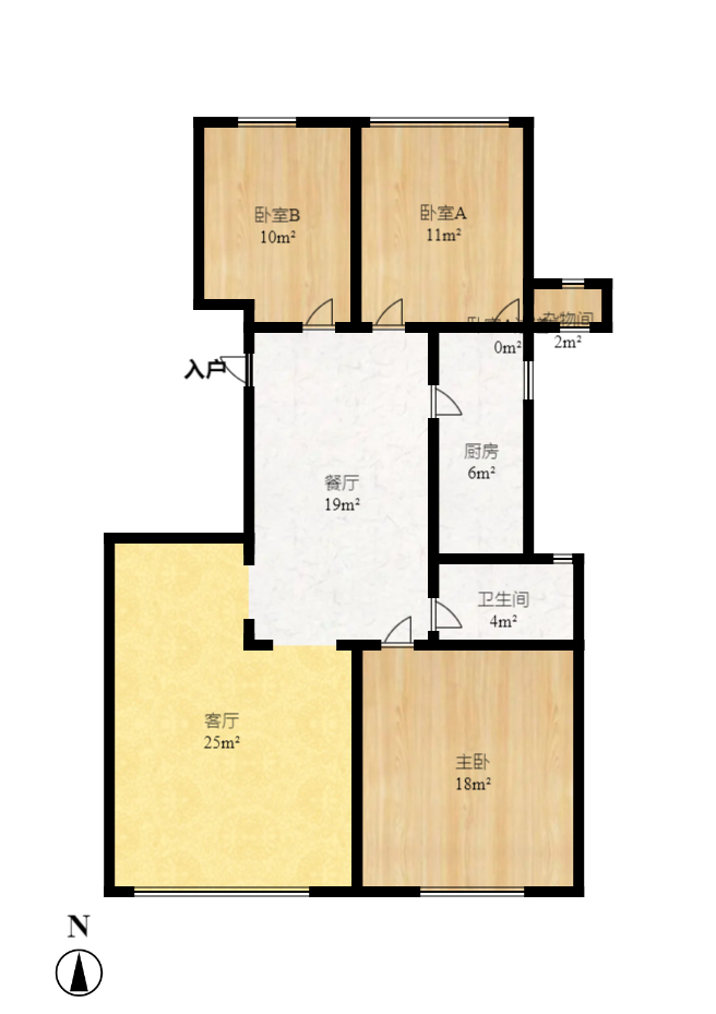 西铁馨寓（西铁领寓）  3室2厅1卫    2500.0元/月户型图